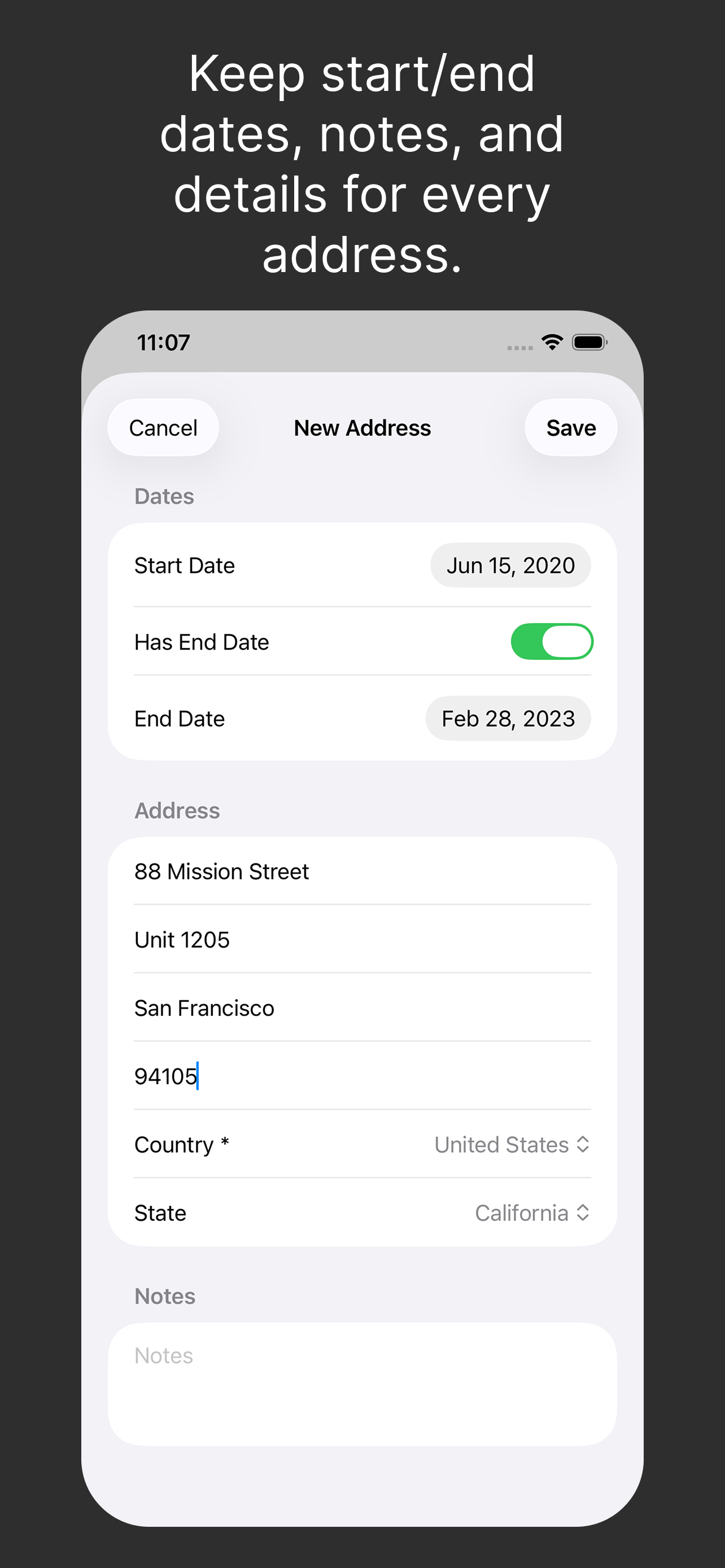 Address Log