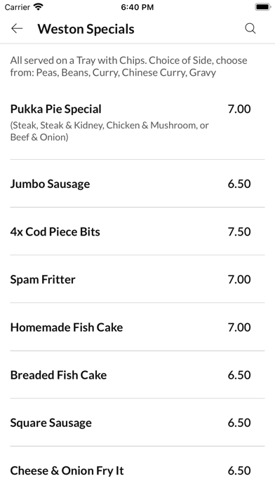 Weston Fish Bar. Screenshot