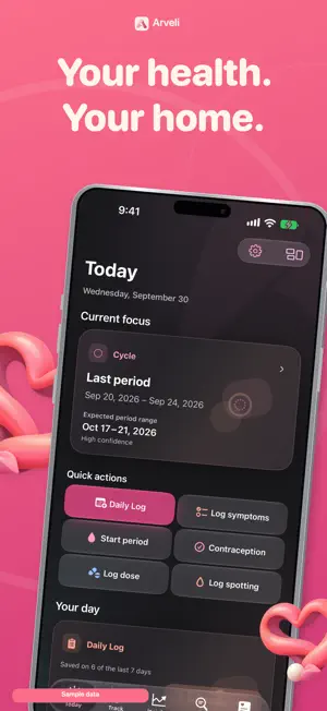 Arveli: Period & Health Log screenshot 1