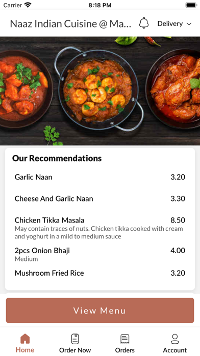 Naaz Indian Cuisine. Screenshot