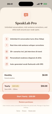 SpeakLab: AI Speaking Coach iPhone screenshot