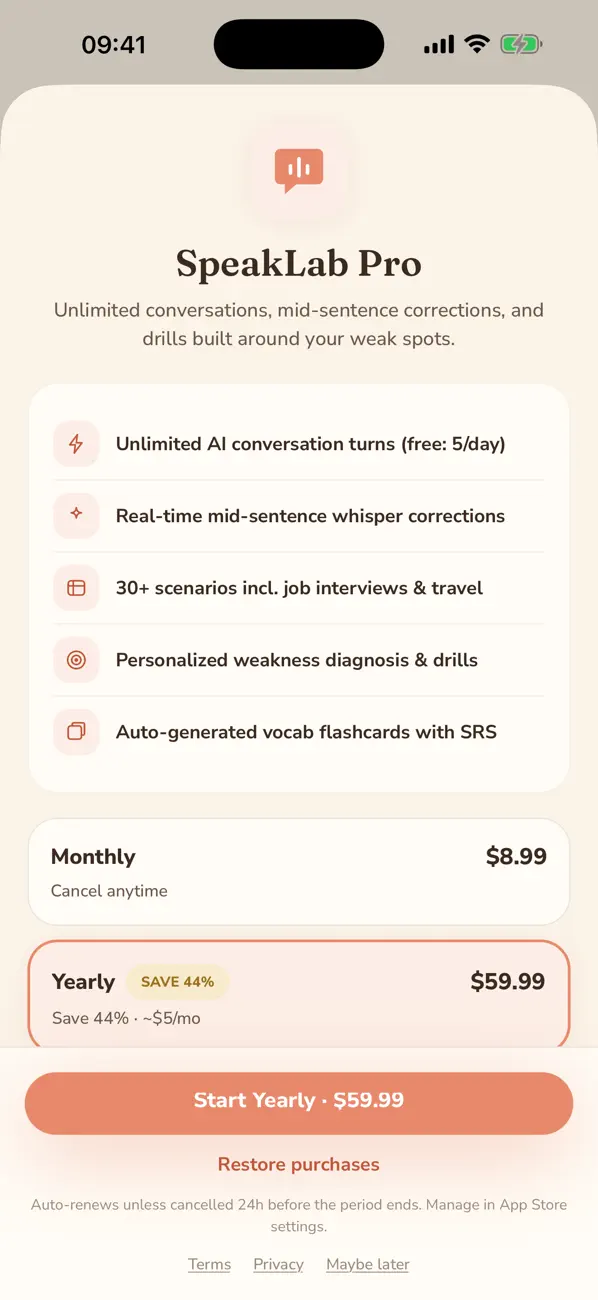 Screenshot #3 pour SpeakLab: AI Speaking Coach