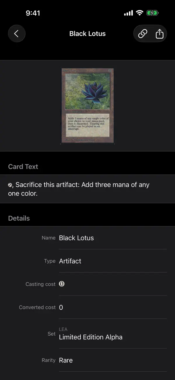 #6. Magic card database (MTG) (iOS) Ved: Nicole Hankinson