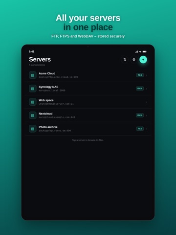 Flux – FTP & WebDAV iPad screenshot