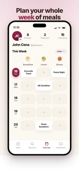 MealCal - Social Meal Planning screenshot 1