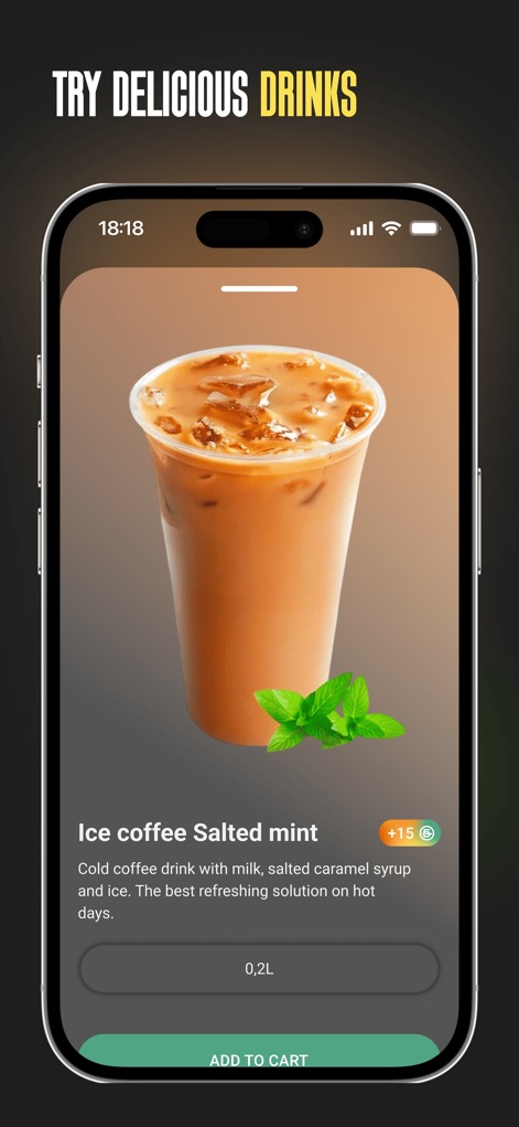 Папа Джонс - Доставка пиццы - L'application présente une gamme de boissons désaltérantes avec leurs descriptions détaillées et la possibilité de choisir le volume, tout en accumulant des points de fidélité.
