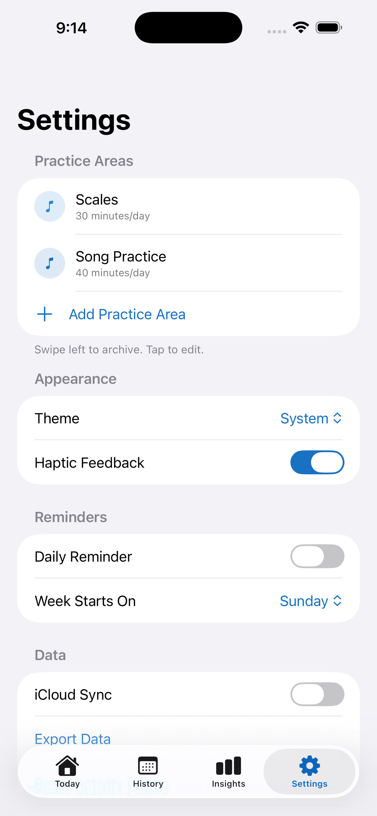 Piano Practice Log