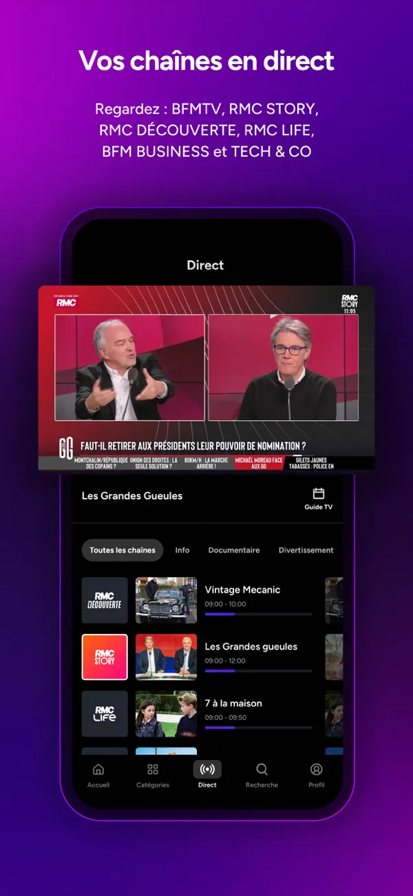 Screenshot #2 pour RMC BFM Play - Direct & replay