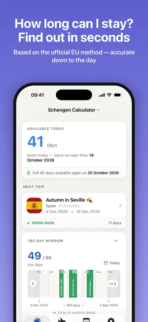 Schengen Calculator 90/180 screenshot 1