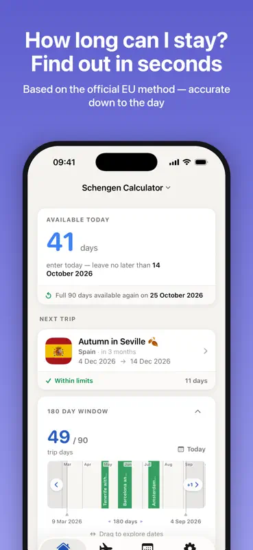 Schengen Calculator 90/180 screenshot 1 of 6