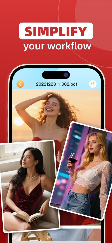 Flat PDF Scan-PDF Creator - Observe the app's clear display of the generated PDF filename and the integrated share icon, enabling quick distribution of converted documents.