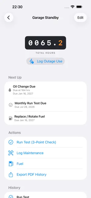 Generator Log & Maintenance screenshot 2