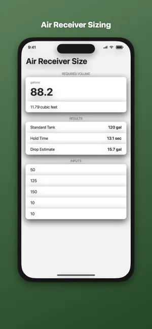 Air Receiver Tank Sizing screenshot 1