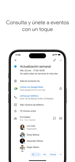 Captura de pantalla de Google Calendar en iPhone 4