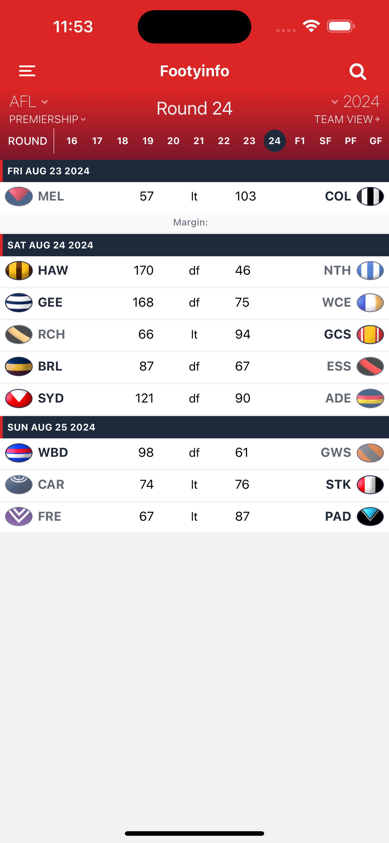 Footyinfo - Live AFL Scores