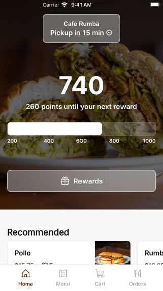 Cafe Rumba app screenshot