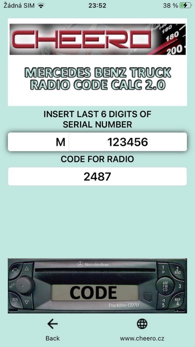 RADIO CODE for MERCEDES TRUCK Screenshot