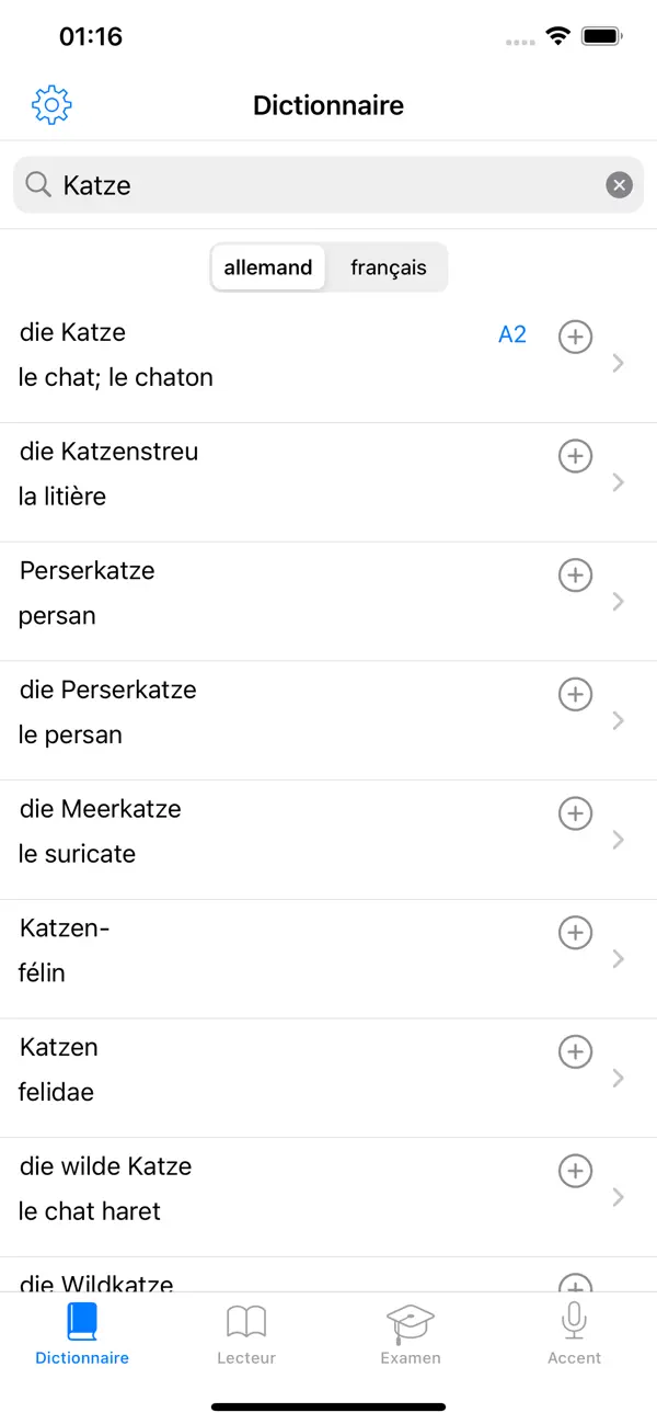 Screenshot #1 pour Allemand: dictionnaire examens