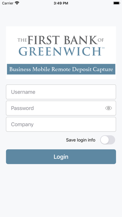 First Bank of Greenwich mRDC Screenshot