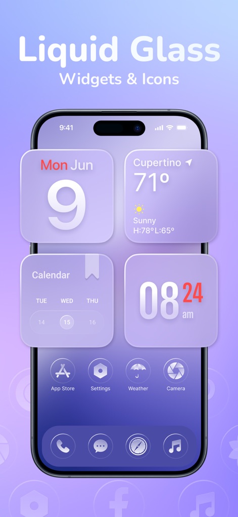 Thematic - Top Color Widgets - The app showcases stunning liquid glass widgets and elegantly redesigned app icons for a cohesive interface.