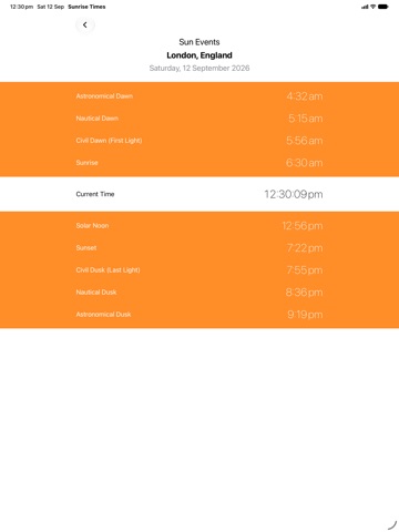 Sunrise Sunset Times iPad screenshot 4