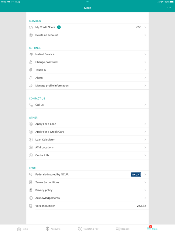 West Texas Credit Union Mobile iPad screenshot 4 - Finance app