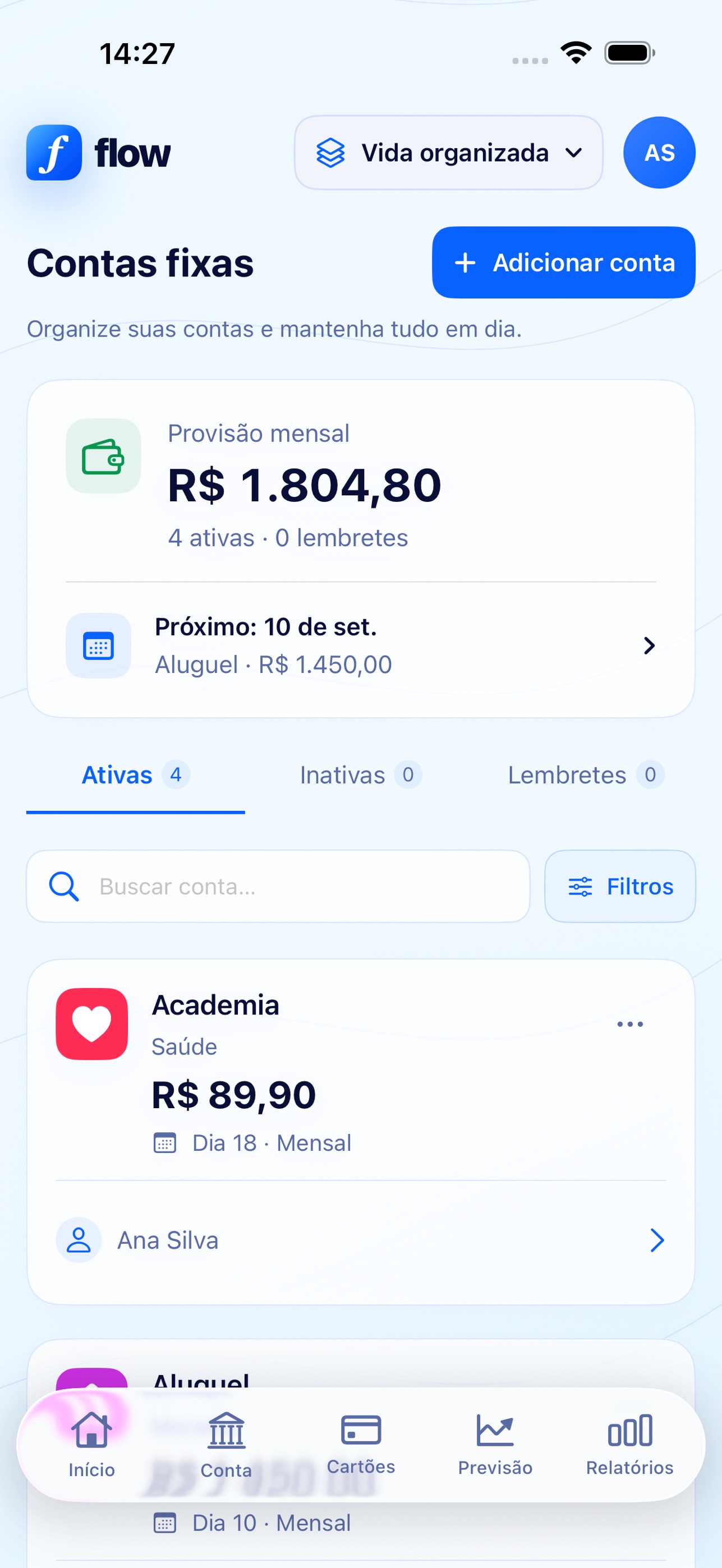 Screenshot 1 of Flow: finanças com clareza