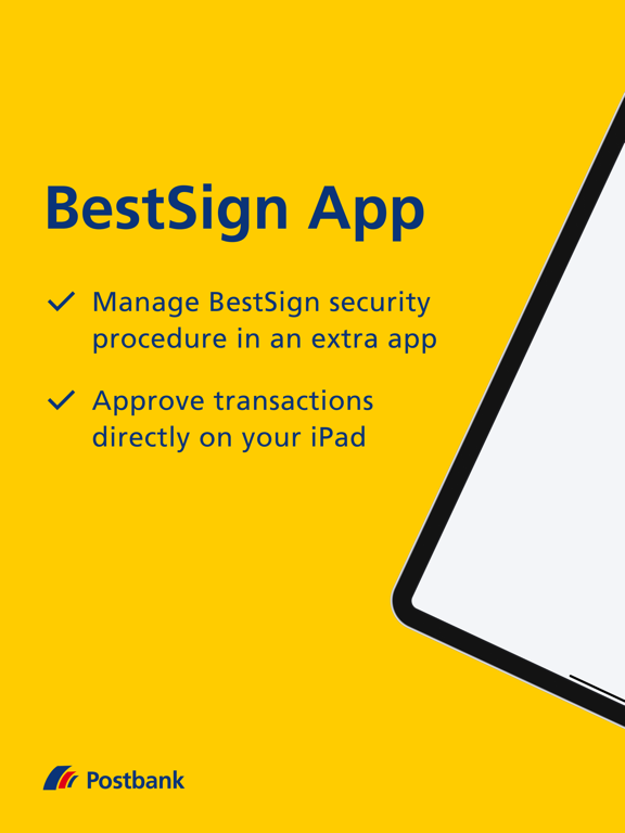 Postbank BestSign iPad screenshot 1 - Finance app