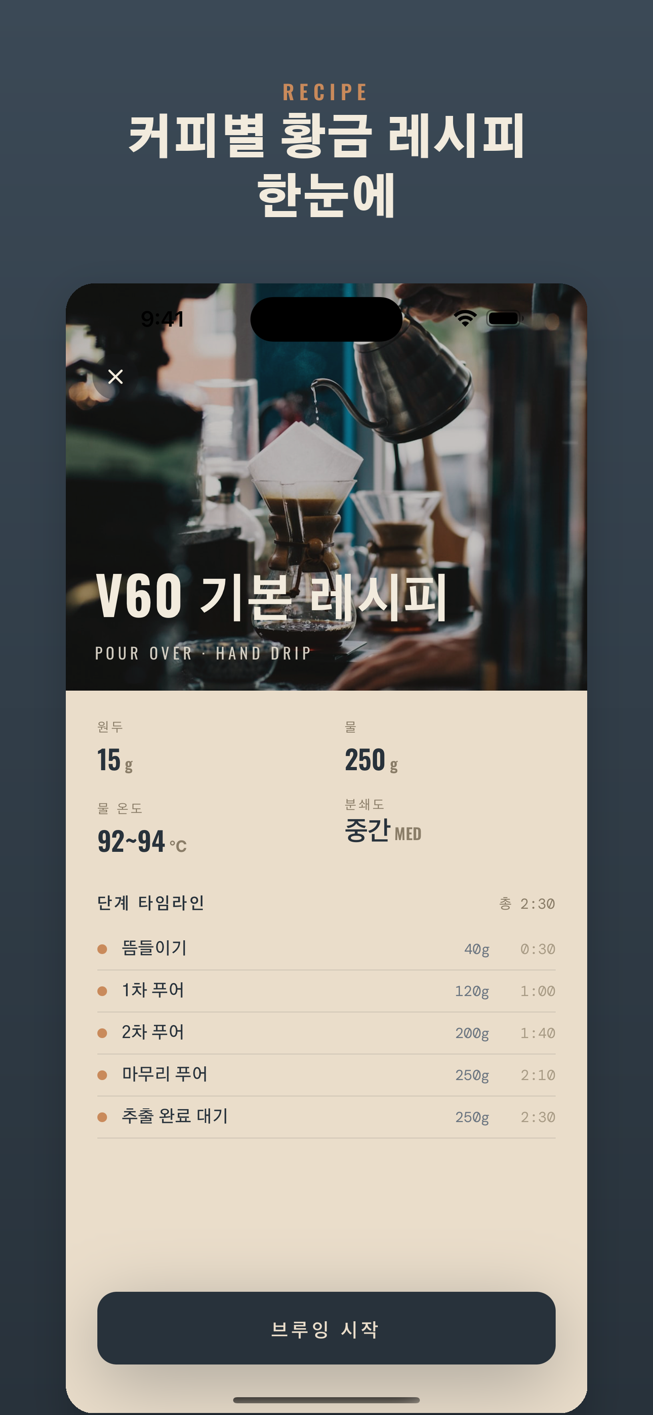 BrewCue - 핸드드립 커피 타이머 screenshot 3