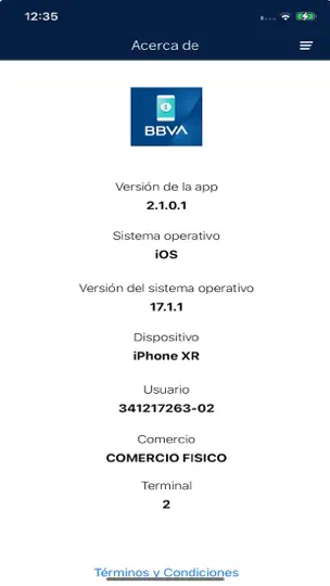 Captura de pantalla de BBVA Cobros en iPhone 8