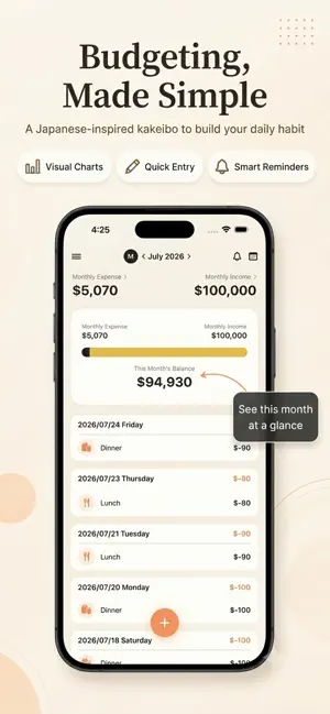 Kakeibo Cream - Budget Tracker screenshot 1