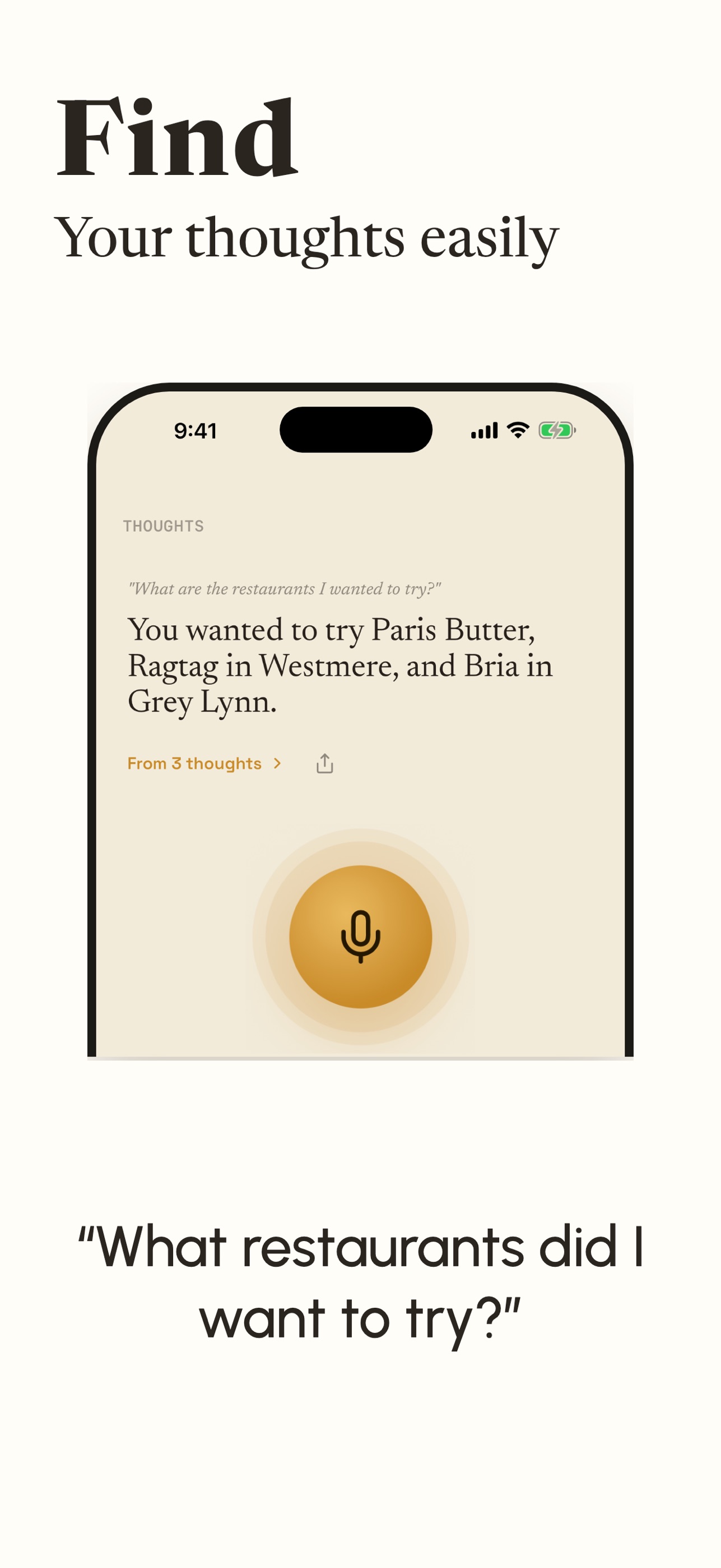Screenshot 1 of Thoughts: Easy Voice Memory