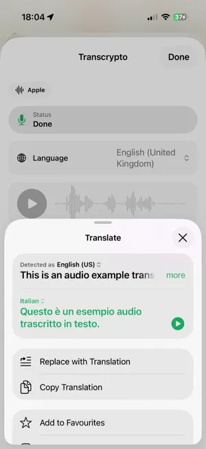 Transcrypto audio transcriber screenshot 2