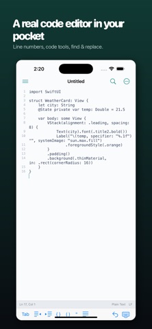 DraftCode: Code & Text Editor iPhone screenshot