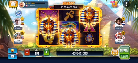 Billionaire Casino Slots 777 - This slot machine transports users to ancient Egypt, showcasing regal pharaoh symbols and a majestic desert landscape complete with iconic pyramids.