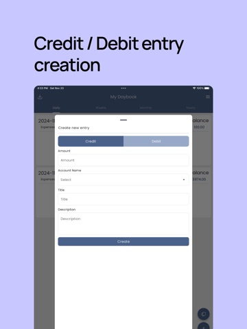 Daybook Ledgerbook iPad screenshot