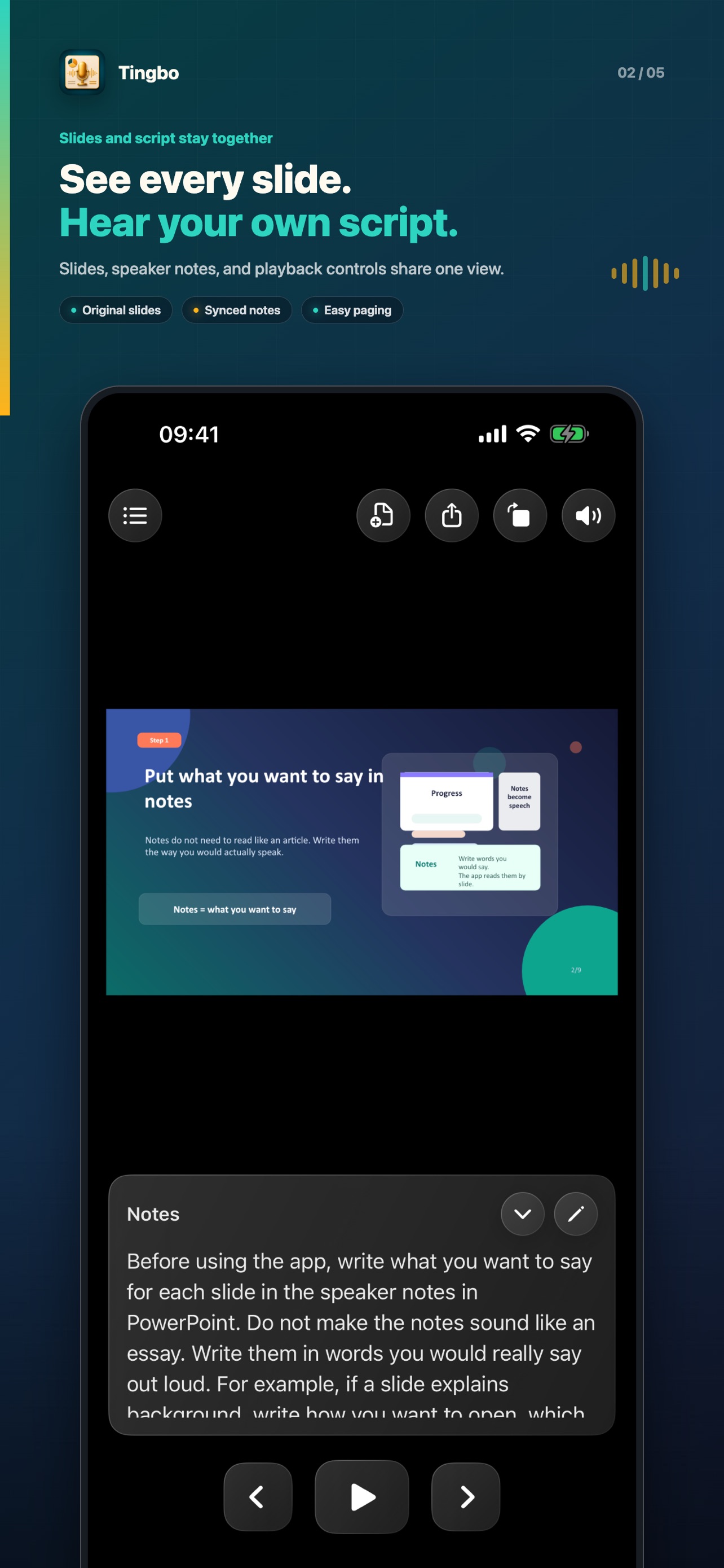 Screenshot 2 of Tingbo: Hear Speaker Notes