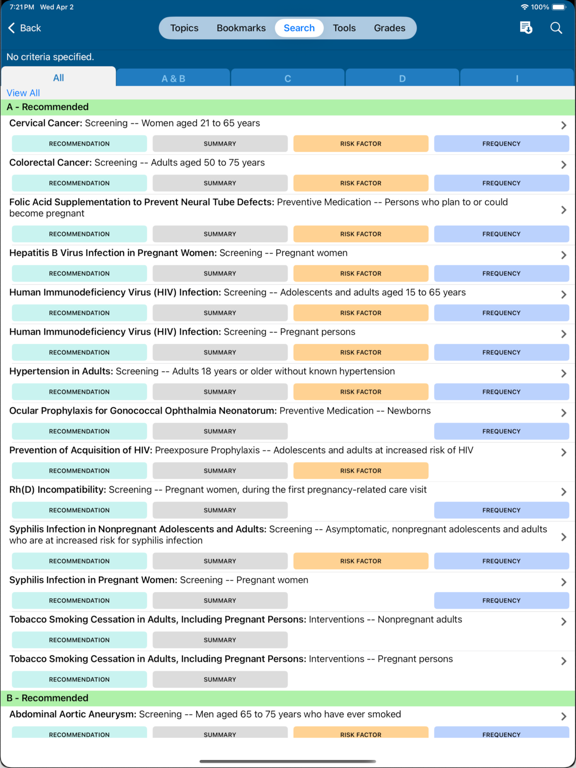 Screenshot #5 pour USPSTF Prevention TaskForce