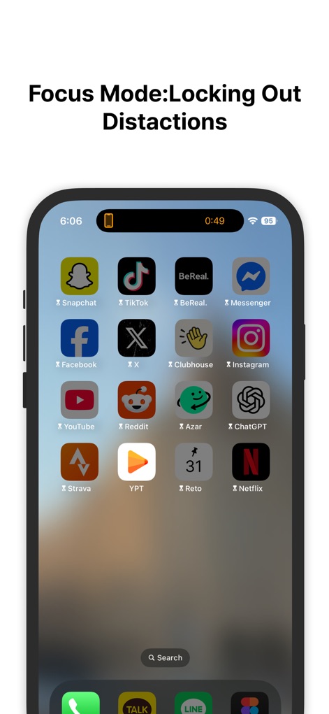 YPT - Study Group - The app's unique focus mode helps users lock out distractions by displaying greyed-out social media icons and an active timer for uninterrupted study sessions.