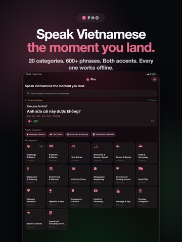 Vietnamese Phrasebook: Pho iPad screenshot