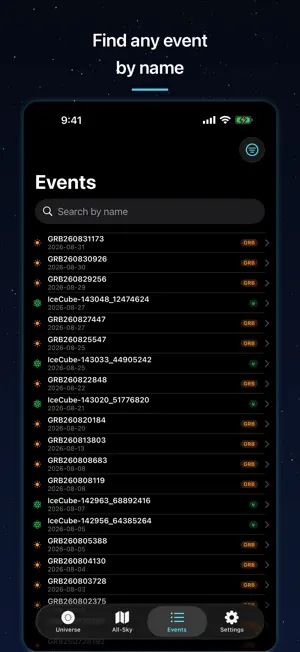 Cosmic Alerts: GW & GRB Map screenshot 3