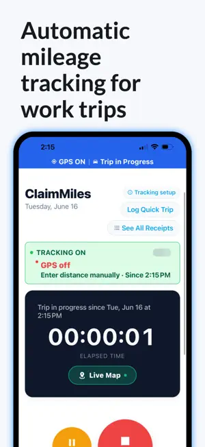 ClaimMiles: Mileage Tracker screenshot 1