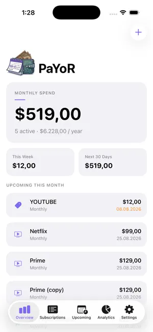 PaYoR: Track Subscriptions screenshot 3