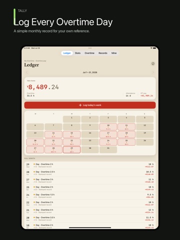 Fangxin OT-Work Hours & Pay iPad screenshot