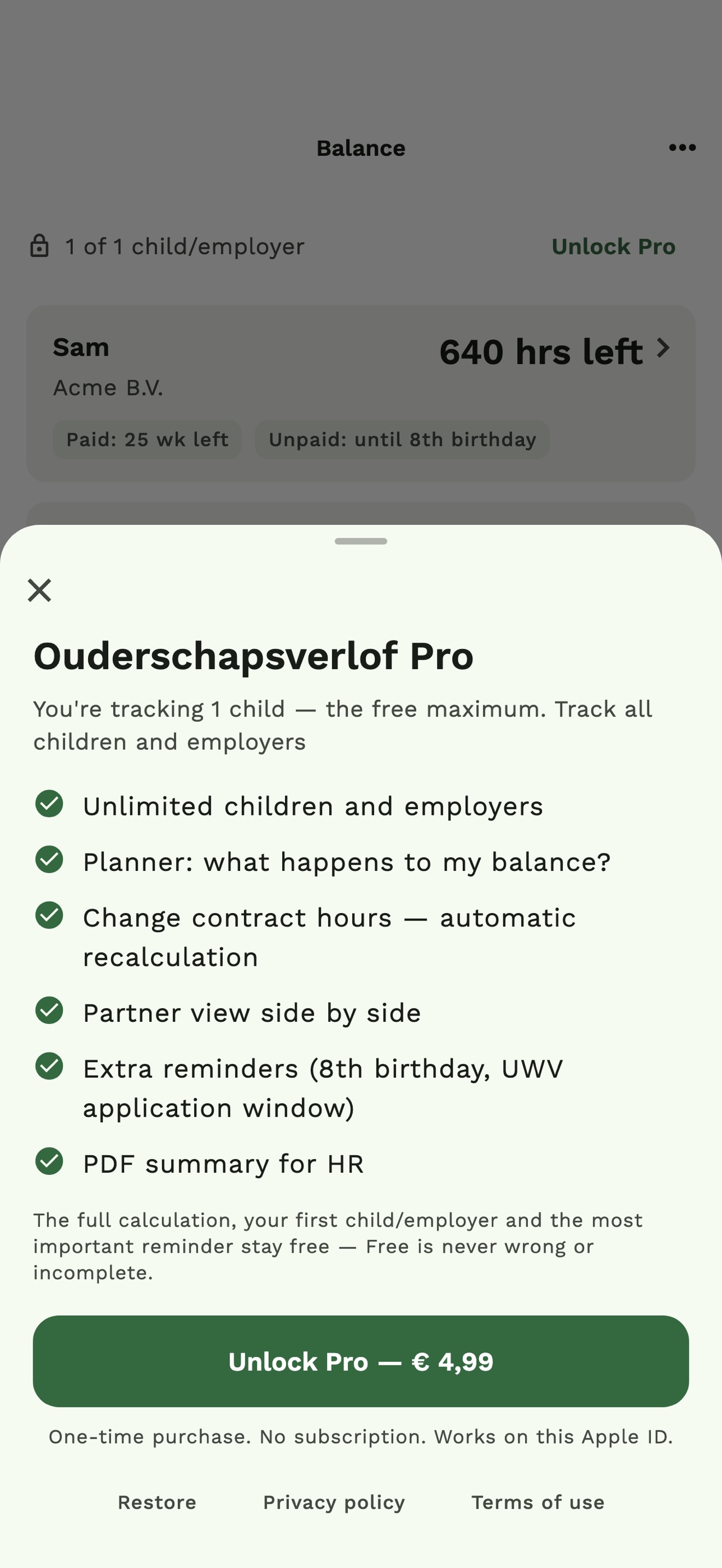 Screenshot 8 of Verlofsaldo: Parental Leave