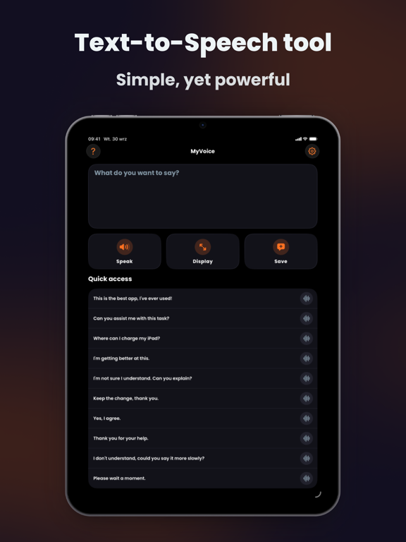 MyVoice - Speech Assistant iPad screenshot 1 - Utilities app
