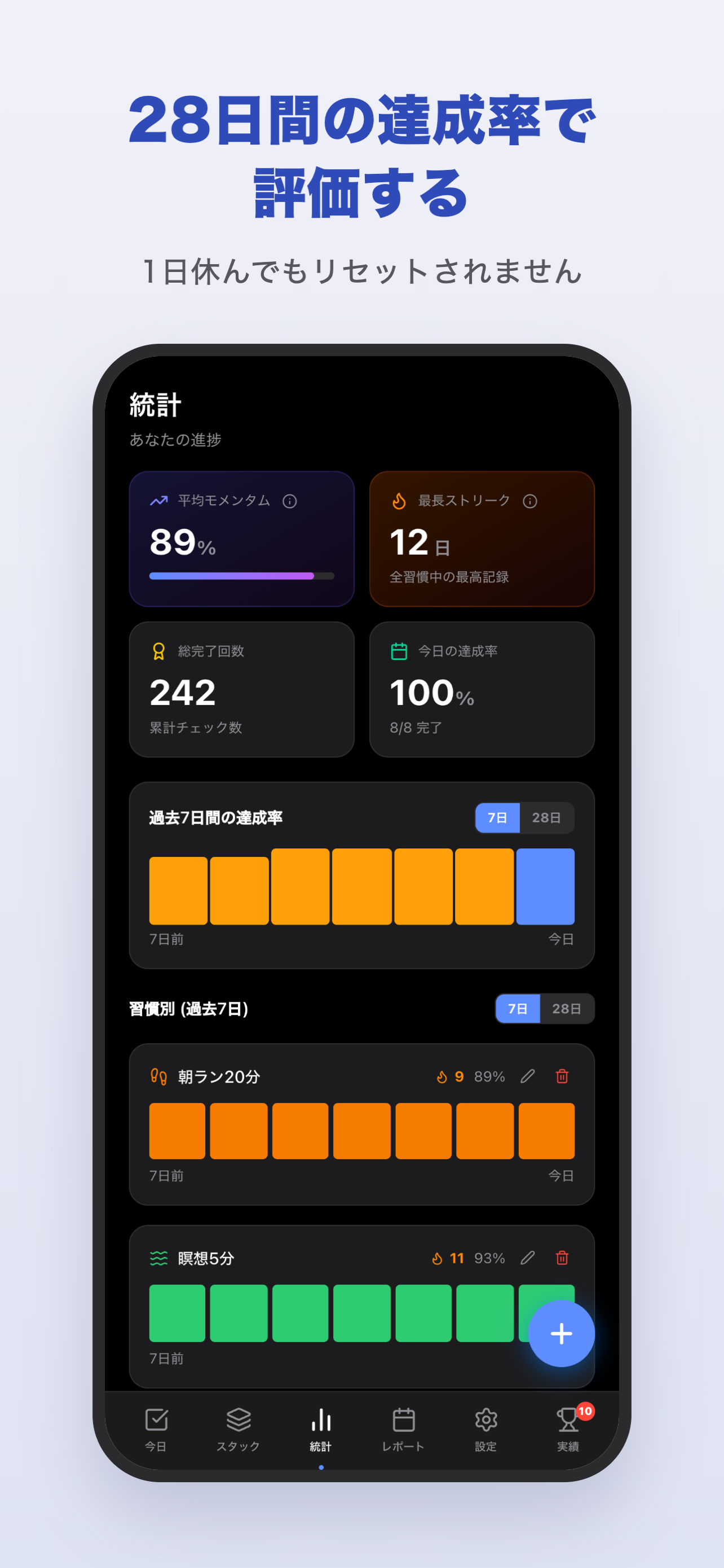 ひびつみ やめる・続ける習慣を色で記録 screenshot 3