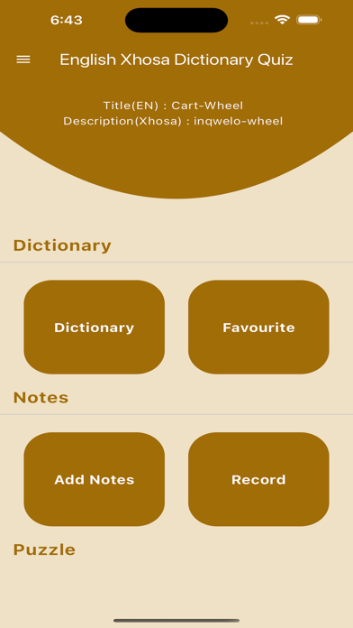 English Xhosa Dictionary Quiz Screenshot