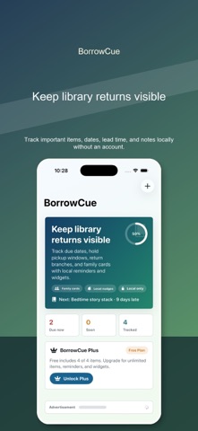 BorrowCue Library Returns iPhone screenshot