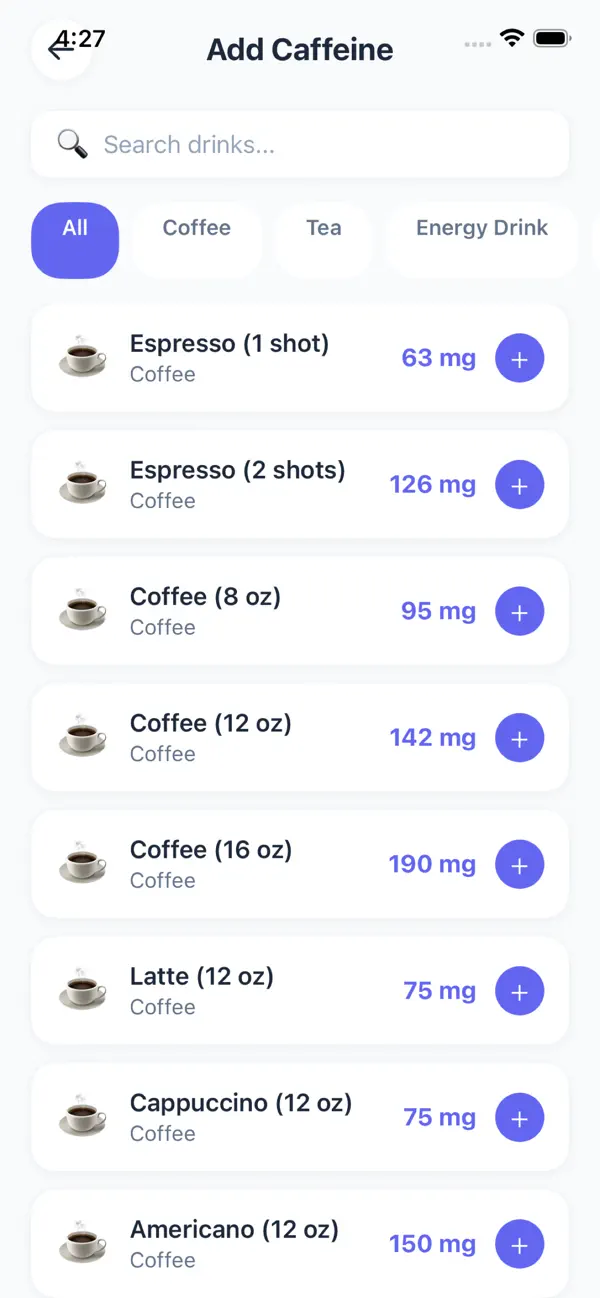 Screenshot #3 pour Caffeine Count Tracker